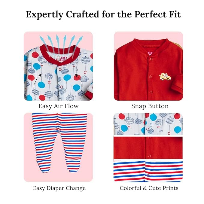 Image of Baby Story 100% Cotton Rompers /Sleepsuits /Jumpsuit /Night Suits for Baby Boys & Girls, Infants, New Borns