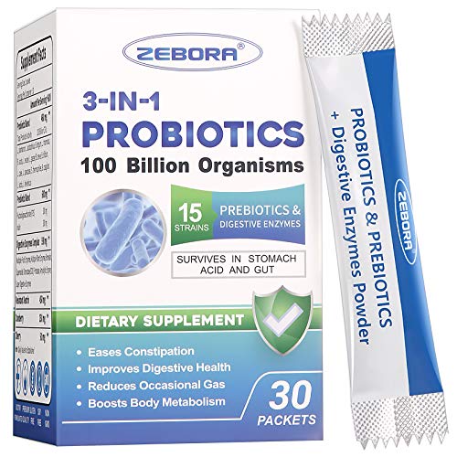 Probiotics for Women & Men - 100 Billion Plus Digestive Enzymes & Prebiotics, Highest Potency 3-in-1 Complete Probiotics for Digestive Health and Immune Support