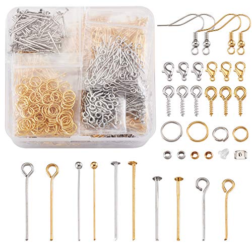 Pandahall 2920pcs/box Dangle Earring Jewelry Making Kit with Jump Rings Eye Pin Peg Bails Clasps Beads Head Pins Earrings Hook Ear Nuts for Jewelry Making Replacement Jewelry Repair