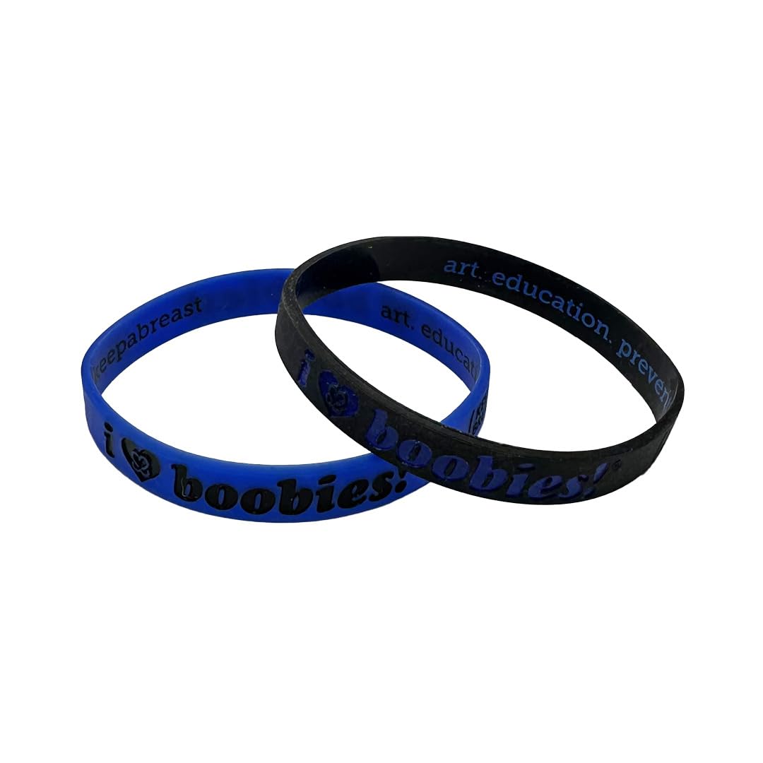 Keep A Breast i love boobies! Mini Blue Black Bracelet Pack