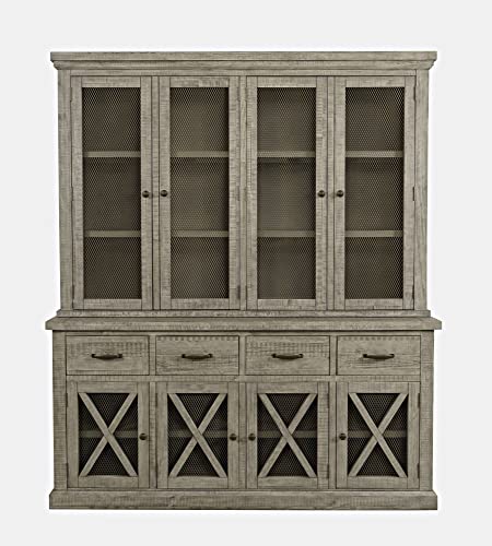 Jofran-Telluride-Rustic-Distressed-Pine-70-Four-Drawer-Sideboard-Buffet-Server-Server-and-Hutch-Driftwood-Grey Jofran Telluride Rustic Distressed Pine 70 Four Drawer Sideboard Buffet Server Server and Hutch Driftwood Grey
