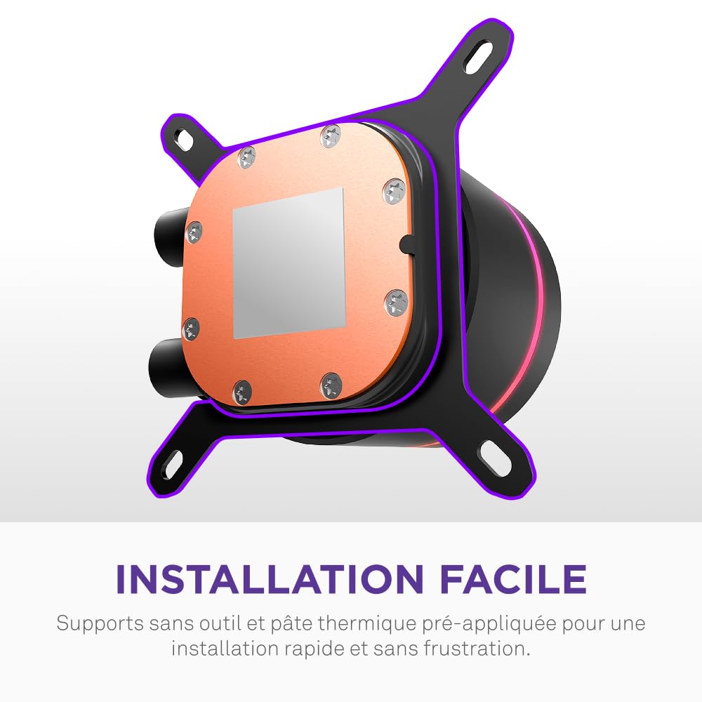 NZXT Kraken Core 240 RGB - Refroidisseur liquide AIO CPU - Radiateur 240 mm - Ventilateur monobloc 240 mm - Compatible Intel® LGA 1851/1700/1200/115X & AMD® AM5/AM4 - Noir