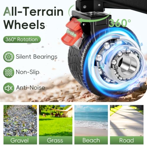 Image of 46 inch L Collapsible Foldable Extended Wagon, 500LB Weight Capacity with 280L Heavy Duty Folding Cart,Utility Wagon with All-Terrain Beach Wheel & Drink Holders,Green