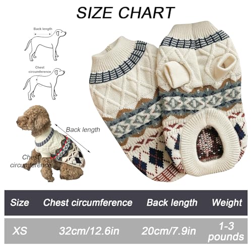 TYXHXTF Winter Warmer Hundepullover Kleine Hunde Rollkragen Strickpullover, Schöne Hunde Pullover Hundepulli Pullover Weich Hundekleidung Hundepulli Hund Kleidung Katzenpullover (XS)