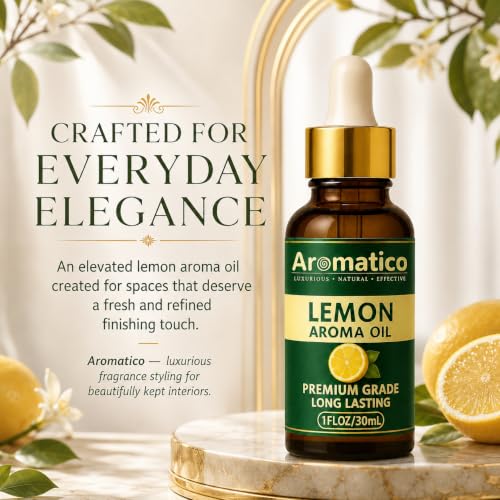 Image of AROMATICO Lemon Diffuser Oil, Premium Home Fragrance Oil for Aromatherapy, Meditation & Concentration | Versatile Use in Diffusers, Air Fresheners | 30ml