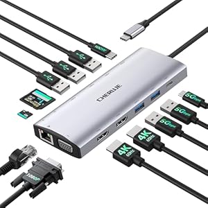 Docking Station Dual Monitors for Windows Laptop, 13-in-1 USB C Docking Station with Dual HDMI 4K, 1 VGA, 5 USB-A, 100W PD, Ethernet, SD/TF, USB Hub for Dell XPS/HP/Lenovo/Surface