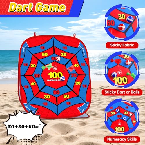 Spider Bean Bag Toss Game for Kids: 4-in-1 Cornhole Board Indoor Outdoor Toys for Kids Boys Girls 3 4 5 6 7 8 Year Old Birthday, Outside Activity Beach Backyard Lawn Family Party Game - Image 5