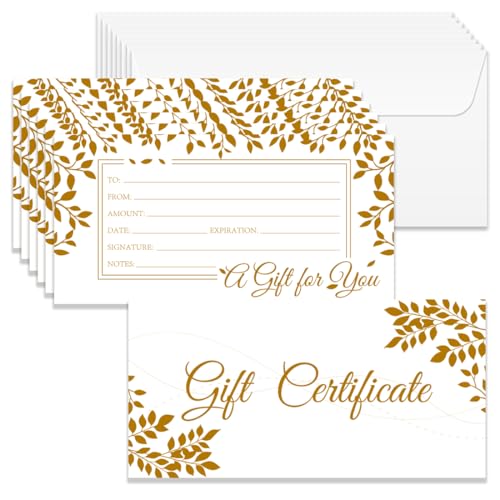 Certificats cadeaux entreprise avec enveloppes pour vacances, spa et salon de massage