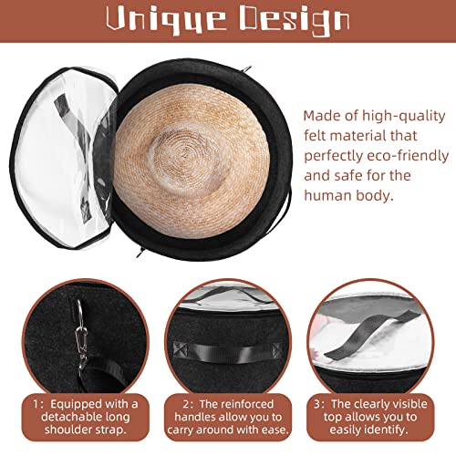 Hat Boxes For Women & Men Storage Large Felt Hat Boxes Storage Round Foldable Hat Carrier Travel Cowboy Hat Storage Box Storage For Hats Toy Clothes With Lid, Gray #TOP3