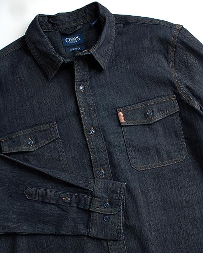 Chaps Mens Big and Tall Shirt - Comfort Stretch Button Down Denim Shirt - Long Sleeve Collared Shirt for Men, L-4X Big & Tall2