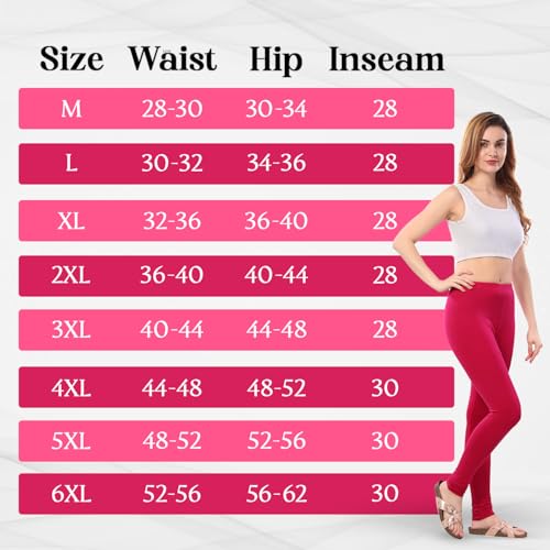 Image of TRASA Ultra Soft Cotton 4 Way Stretchable Churidar Solid Regular and Plus 20 Colours Leggings for Womens and Girls -Sizes :-M, L, XL, 2XL, 3XL, 4XL, 5XL, 6XL