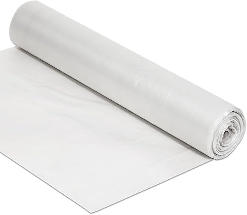 Láminas de polietileno de 5 x 200 pies, láminas de plástico de 4 mil, barrera de vapor, lona negra para malas hierbas, rollo de lámina de plástico