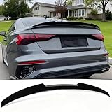 NEESPOC Rear Trunk Spoiler Wing Fit for Audi A3 S3 8Y 2022 2023 2024 Premium/Prestige Sport Style Gloss Black Decklid Lip Exterior Accessories