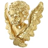 ANDRESLAD Retro Resin Engel Wandskulptur Vintage Goldfarbene Wandfigur Deko Feine Handwerkskunst Kunstvolle Wanddekoration für Schlafzimmer Wohnzimmer Esszimmer
