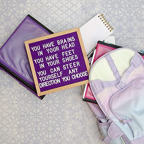 Felt Letter Board, 10x10in Changeable Letter Board with Letters White 300 Piece - Felt Message Board, Oak Frame Wooden Letter Board for Baby Announcements, Milestones, Office Decor (Royal Purple)