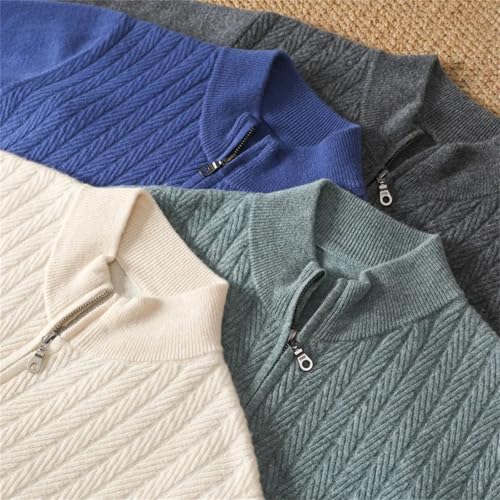 Men's Merino Wool Sweater with Zipper Stand Up Collar Sports Knit Cardigan2