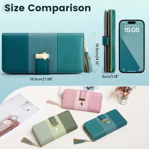 Image of Pomelo Best Wallet for Women Bifold RFID Blocking Multi Card Holder | Large Capacity, 12 Card Slots, Id Window, 3 Compartment, 2 Bill Hoder, Phone Pockets, Zipper Coin Pocket, Soft Leather