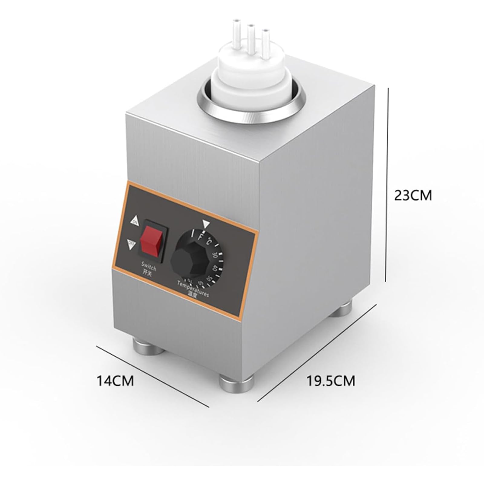 Calentador de salsas eléctrico comercial con botella de 650 ml, dispensador de salsa de queso eléctrico comercial, control de temperatura, para calentar chocolate, mantequilla y mermelada (30 – 85 °C)