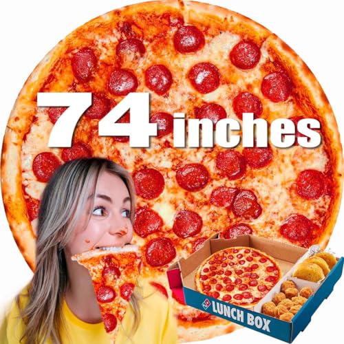 Image of 74in Pepperoni Pizza Blanket White Elephant Gifts for Adults Useful Sausage Throw Blankets Women Men Party Cool Stuff Novelty Gag Soft Fleece Wrap