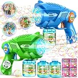 Bubble Gun Machine for Kids 4-8: 2-Pack Automatic Bubble Guns with 2 Bottles Refill Solution - Summer Outdoor Toys Bubble Blaster Maker Blower for Easter Party
