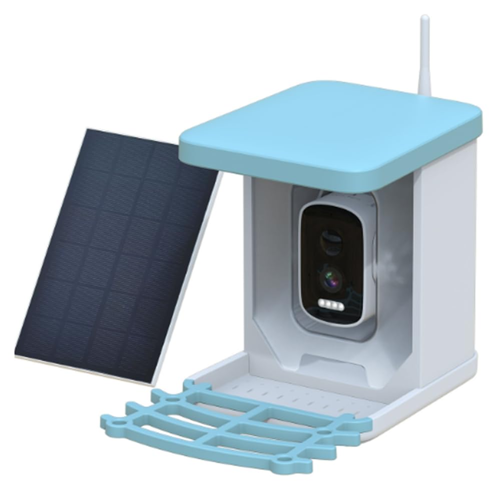 Videocamera per mangiatoia per uccelli con pannello solare WiFi telecamera solare wireless per esterni rilevamento del movimento telecamera per osservazione