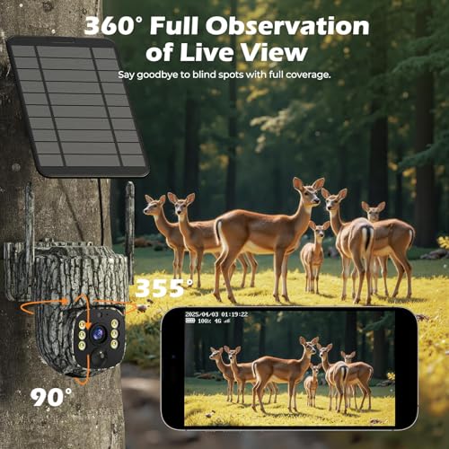 image for VOOPEAK 4G LTE Cellular Trail Camera, 360° Live Streaming Solar Game 