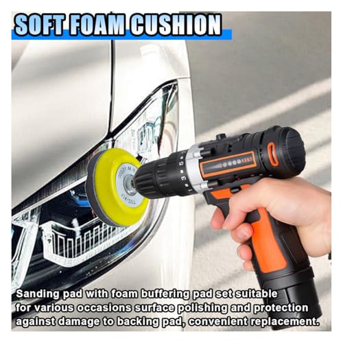 Image of 2PCS 3 inch Hook and Loop Sanding Pad Polishing Tool Kit - Includes Soft Foam Layer Buffering Pad & 1 /4 inch Shank Adapter Drill Attachment, Sanding Disc Replacement Accessory for Die Grinder Rotary Tool