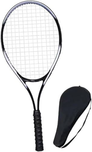 Miniatura 7 de Raqueta de tenis con bolsa de transporte y cuerdas de nailon para actividades al aire libre 27 pulgadas, color negro
