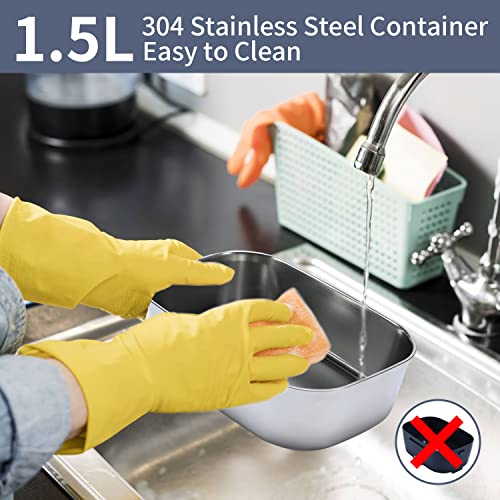 Electric Lunch Box, 75W Portable Food Heater For Adults, Fast Heating Food Warmer For Car Truck Home Office 110V/12V/24V With 1.5L 304 Stainless Steel Container, Fork Spoon And Bag, Blue+White #TOP4