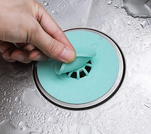 Naidev 3 Pack Shower Drain Stopper - Silicone Bathtub Sink Stopper Hair Trap Hair Catcher Bathtub Drain Strainers Protectors Cover for Floor Laundry Kitchen and Bathroom (Random Color 3 Piece) 2