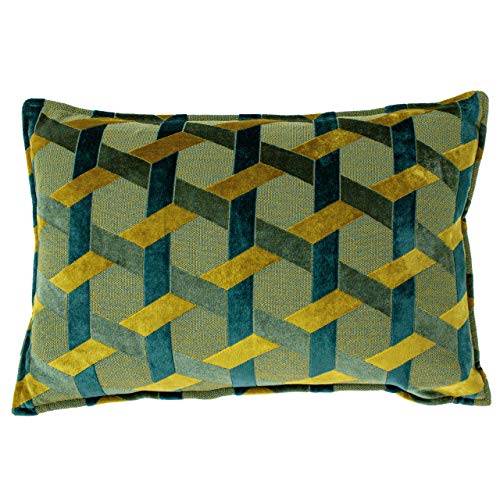 Paoletti Funda de cojín Delano, Terciopelo, Teal/Gold, 40 x 60cm Cover