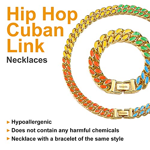 Bauma Auto Men's Necklace Personalized Custom Lettering Necklace Fashion Cubic Zirconia Men Miami Cuban Chain Necklace Best Hip-Hop Jewelry Gifts For Men, Women, Boys And Girls (Style 2) #TOP1