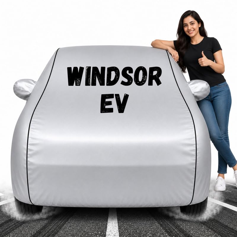 Image of Custom Fit Silver 100% Waterproof MG Windsor EV Car Cover | Polyester Car Body Covers for Rain & Sun | UV Protection, Dustproof, Scratch Resistant, Windproof, Heat Resistant
