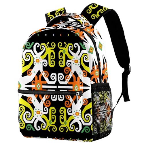 Sac à dos d'école pour adolescentes et filles au motif vintage jaune et noir