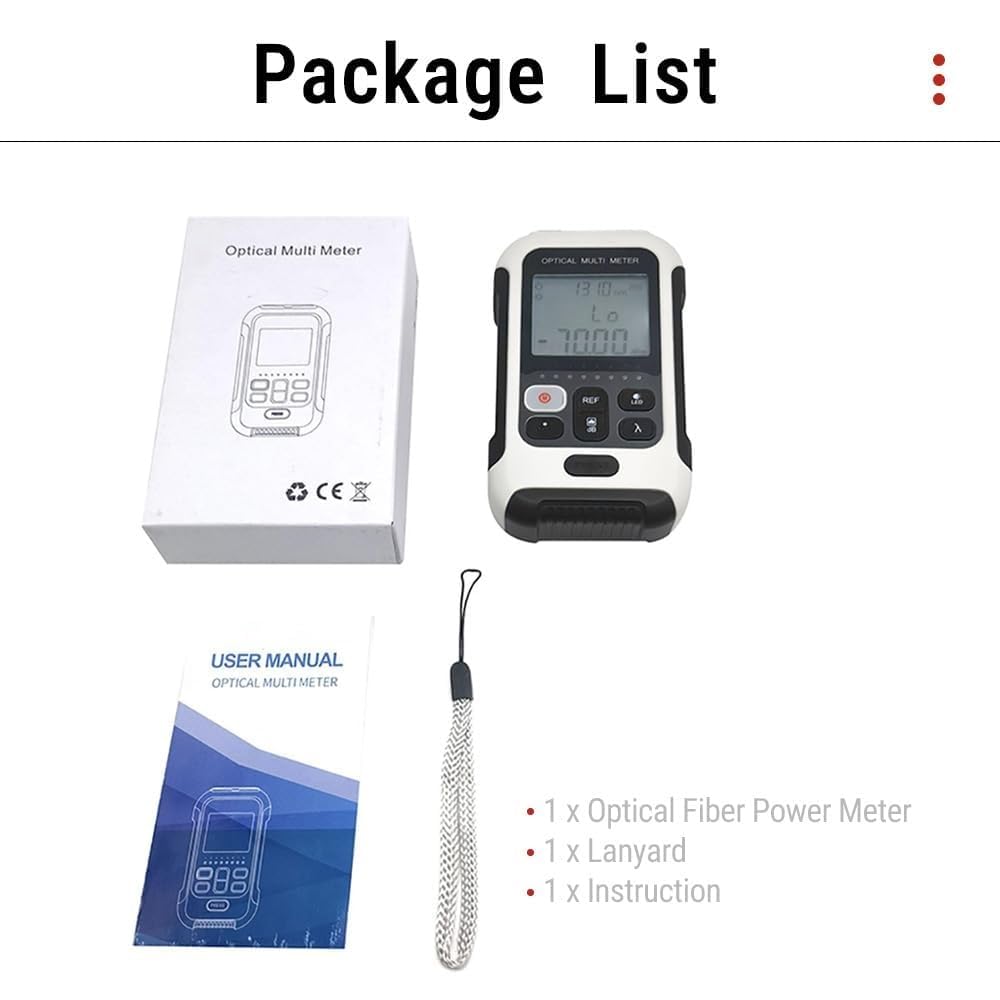 Misuratore di Potenza in Fibra, TM570A Multifunzionale Power Meter Fibra Ottica, 70dBm ~ +10dBm Lunghezza d'onda di Lavoro 850-1650nm, Veloce e Preciso, Bianco