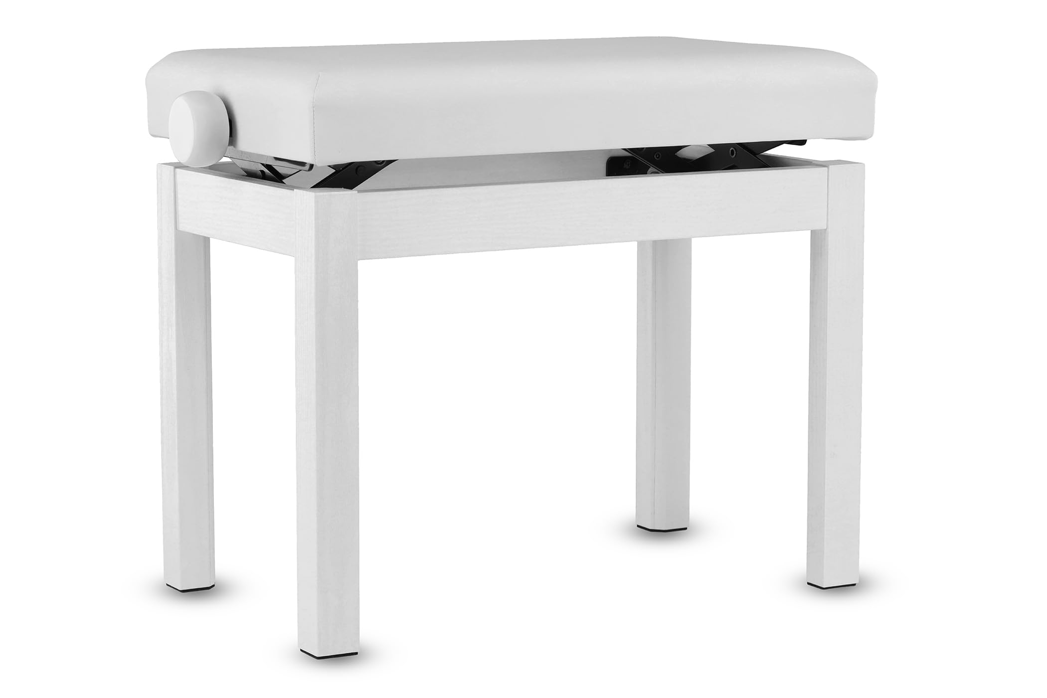 GEWA Pianobank Student - Massivholz - Sitzbezug Kunstleder - Leichtgängige Höhenverstellung 48-57 cm - Stabile Konstruktion - weiß matt