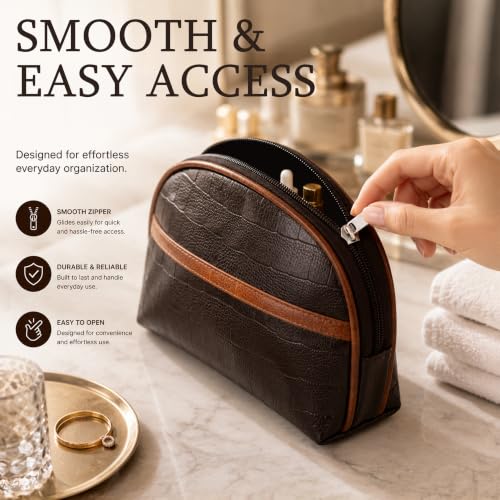 Image of SNDIA PU Leather Toiletry Travel Bags for Women