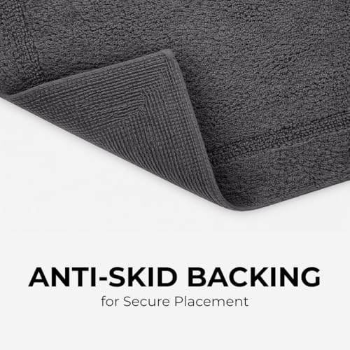 Image of Premium Combed Cotton Tufted Bathmat 45 x 65 cm, 1800 GSM Soft Absorbent Anti Skid Bathroom Floor Mat with Latex Backing, Quick Dry Non Slip Bath Rug for Shower & Daily Use, Race Track Grey