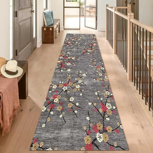 廊下ランナーラグ 150cm 2m 250cm 3m 350cm 4m 5m 6m ノンスリップホールナローエリアラグ、キッチン玄関廊下通路用ロングカーペットランナー、フロアマット(80×450cm)