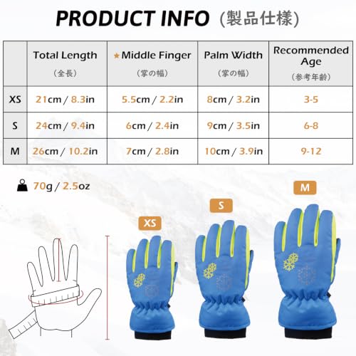 Image of TRIWONDER Ski Snowboard Gloves for Kids - Waterproof Winter Warm Gloves Thermal Fleece Snow Gloves (S, Blue)