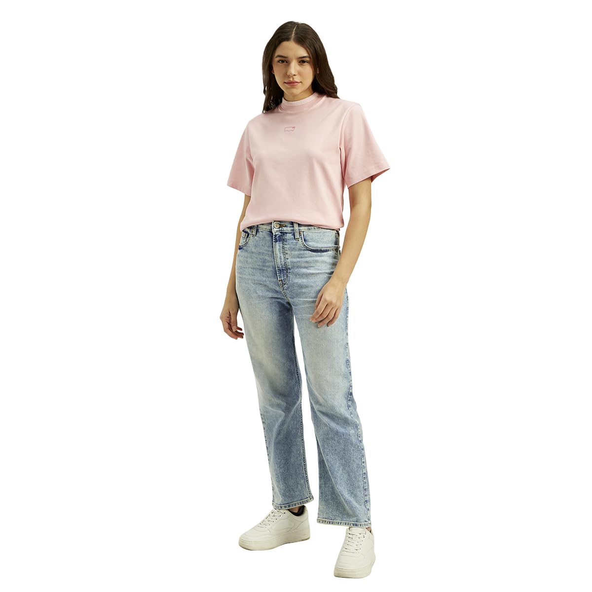 levi's Women's Mid Rise Straight Fit Light Blue Jeans-picture-14