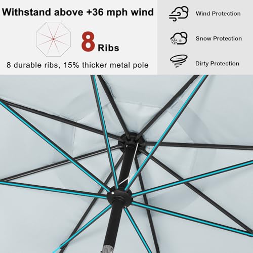 Image of ABCCANOPY 10Ft Outdoor Patio Umbrella Garden Table Umbrella Market Umbrella with Tilt Adjustment and Crank for Garden, Deck, Backyard and Pool, 8 Sturdy Ribs, Ash Gray