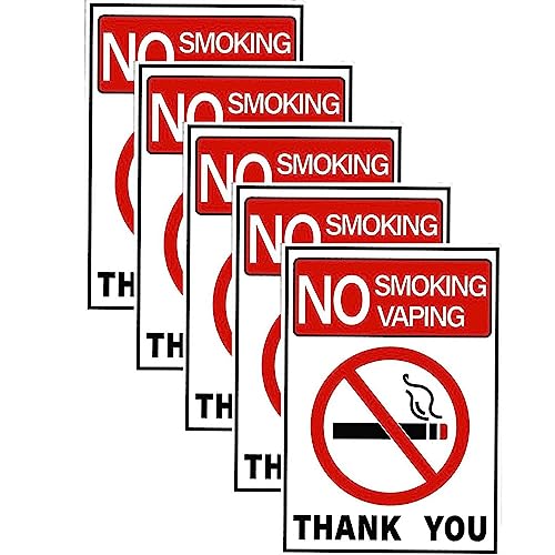 Image of CVANU NO SMOKING VAPING THANK YOU Warning Safety Self-Adhesive Waterproof PVC Vinyl Sign Sticker Size (11.7inchX8.3inch) Pack of 5