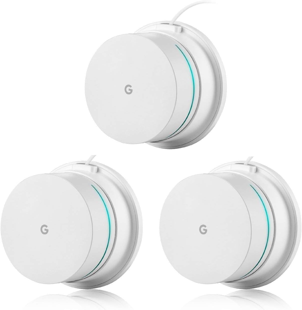 Google WiFi - AC1200 - Mesh WiFi Router System Bundle (3-Pack) + 3 Wall Mounts for Google - 4500 Sq Ft Coverage - Retail Packaging - Easy Setup, Seamless Signal for Smart Home Devices - Snow