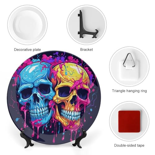 Plato decorativo de porcelana Bone China con calaveras 7 in miniatura 3