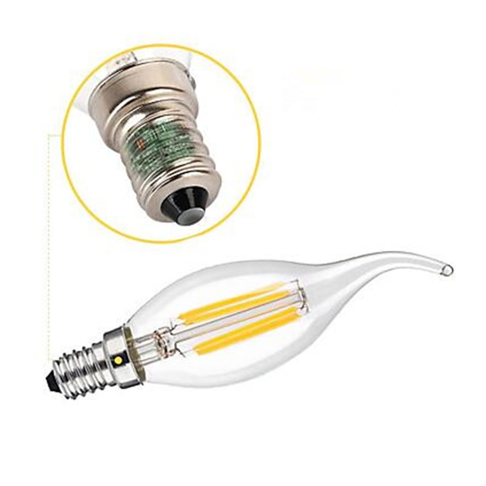 YFlifangting 10 pezzi PORTATO Lampadina del filamento E14 4W / 6W AC220V Glass Shell a 360 gradi c35 Edison retrò candela luce calda / fredda bianco ( Color : Clear , Emitting Color : Cold White )