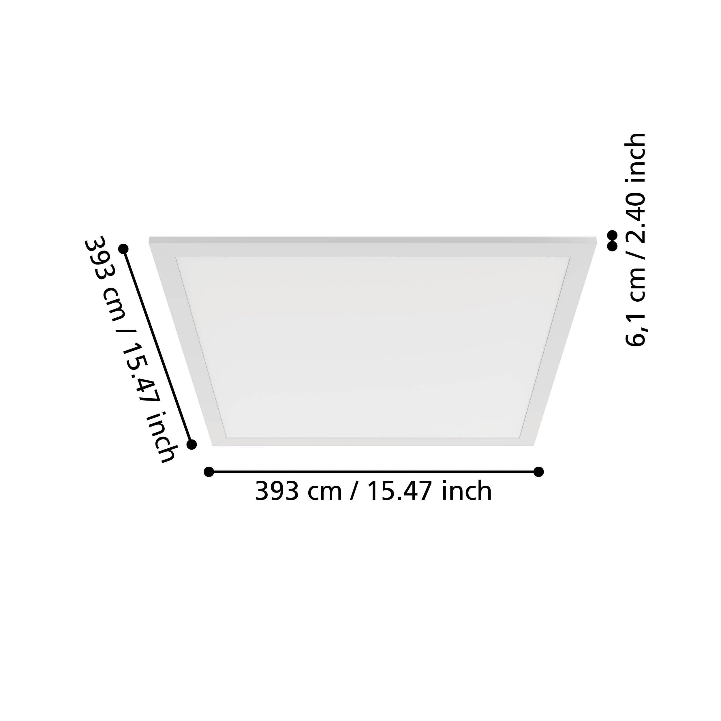 Eglo Plafonnier LED Moradillo, lampe de plafond avec dip switch, panneau | plat en métal et plastique blanc, éclairage blanc chaud, blanc neutre, blanc froid, luminaire 40 x 40 cm
