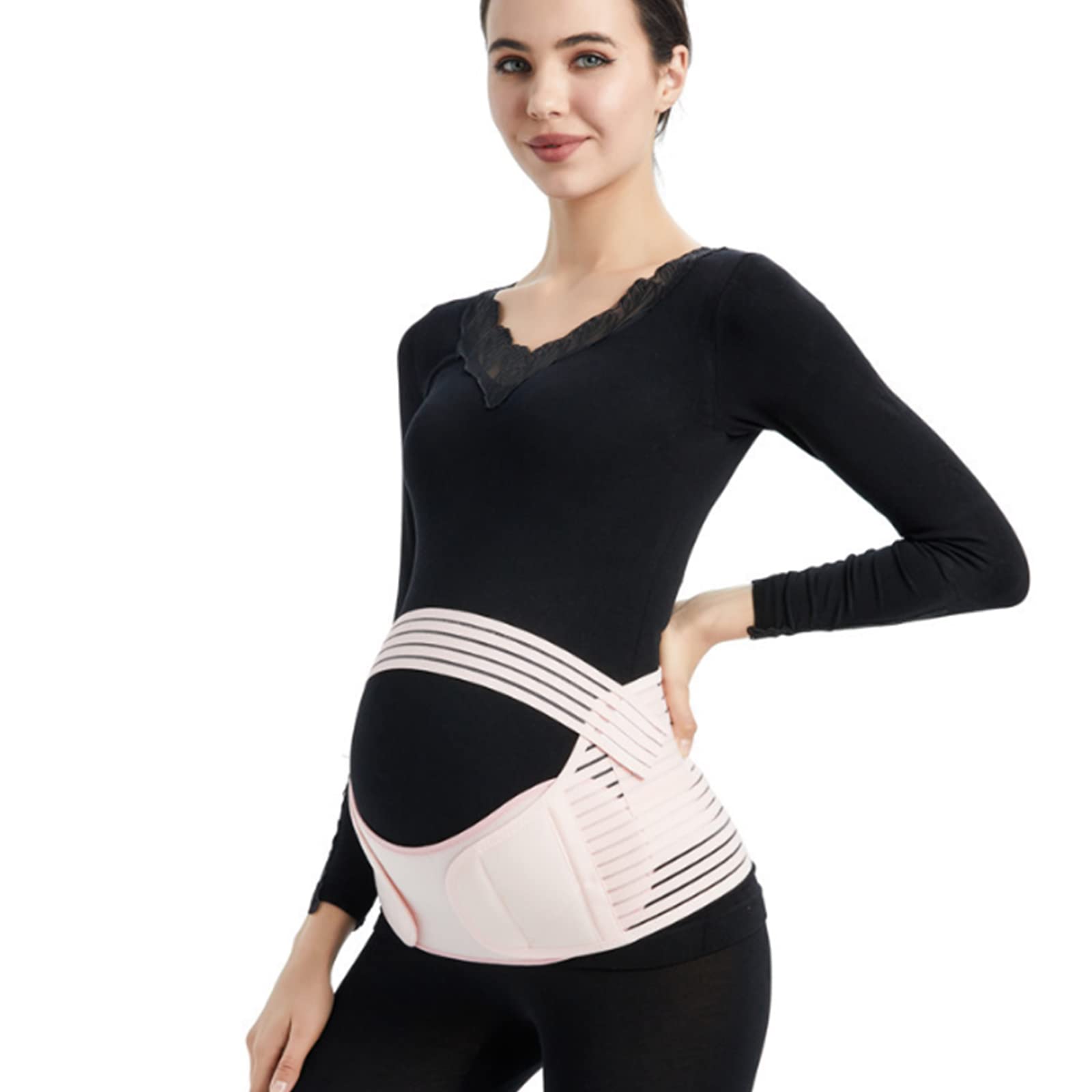BATLAM 3-in-1-Bauchbänder für Schwangere, Schwangerschaftsstützbandage, atmungsaktive und verstellbare Mutterschaft (PINK, M, L, XL, XXL)