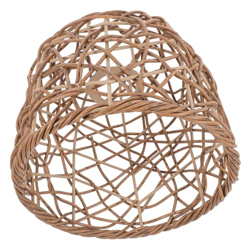 OUNONA ラタン製小型ペンダントランプシェード 黄色口対応 手編みの編み込みデザインで温かみある照明に適した吊り下げ灯カバー リビング