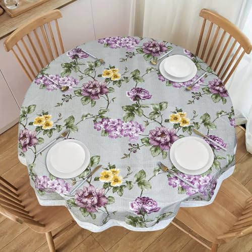 Image of Dakshya Industries PVC Waterproof Round Table Cover for 4 Seater Dining Table | 60 Inch Round Printed Table Cover | Spill Proof, Oil Resistant, Heat Resistant, Wipe Clean